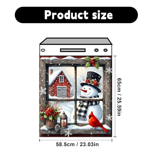 Christmas Snowman Refrigerator Magnet Cover Panel Decal - 23 x 26 Inches
