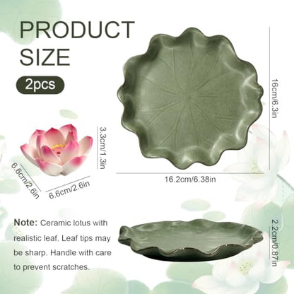 Ceramic Incense Holder with Detachable Lotus & Leaf Tray for Meditation