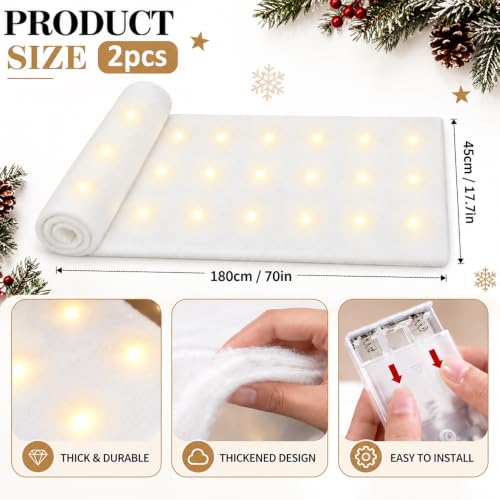 2PCS LED Snow Blanket with Warm Lights for Christmas Village Winter Decor