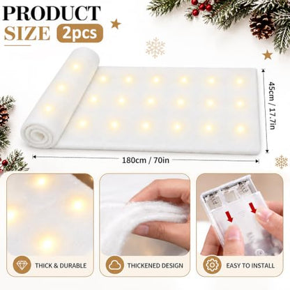 2PCS LED Snow Blanket with Warm Lights for Christmas Village Winter Decor