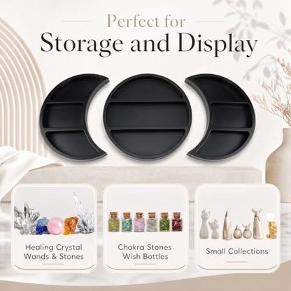 Moon Shelf Set Black Pine Crescent Wall Shelves for Crystals & Decor