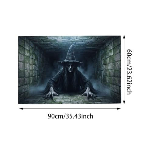 Halloween 3D Ghost Rug - Novelty Optical Illusion Floor Mat with Depth Pattern 47.2x31.5in