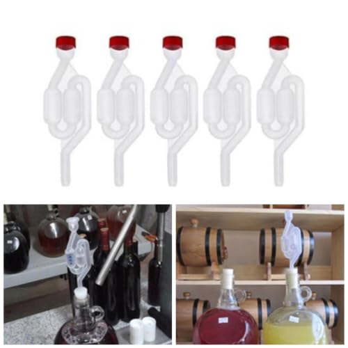 5 Pack S-Shape Airlock Fermentation Valves for Homebrew Wine & Beer