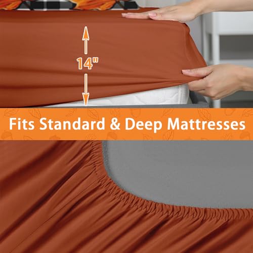 Fall Comforter Set with Sheets - 7 Piece Farmhouse Bedding Set