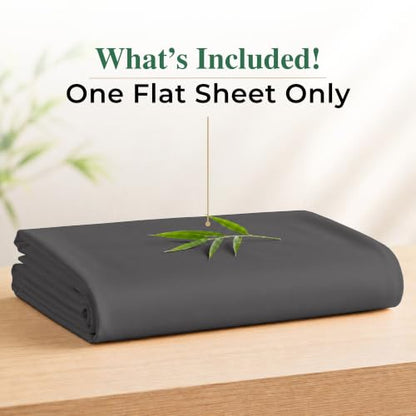 Bamboo Flat Sheet Twin Bed Cooling & Breathable Bed Linen - Dark Grey