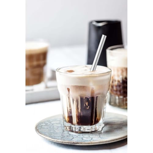 HIC Kitchen Bar Reusable Cocktail Straws with Cleaning Brush, 18/8 Stainless Steel, Set of 4