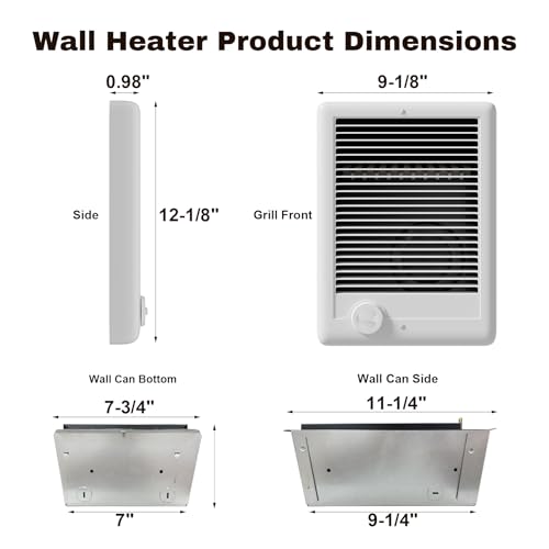 Electric Wall Heater with Thermostat Off-White - Fast Heating 220 sq ft