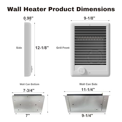 Electric Wall Heater with Thermostat Off-White - Fast Heating 220 sq ft