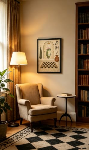 Bathroom Frog Wall Art - 8x10 Inch Framed Funny Frog Bathroom Decor