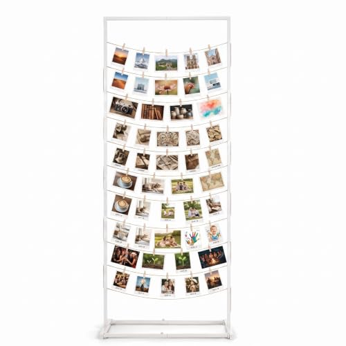 White Photo Display Board Holder - Adjustable Metal Picture Collage Stand