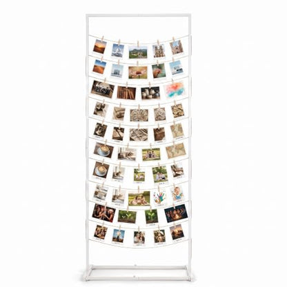 White Photo Display Board Holder - Adjustable Metal Picture Collage Stand