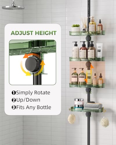 Bathroom Shower Caddy Tension Pole Organizer Green-Black Variation