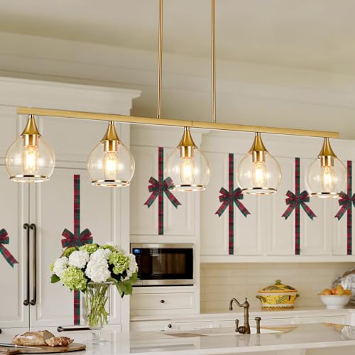 Christmas Cabinet Door Bows Set of 6 - Red Green Plaid Large Holiday Ribbons