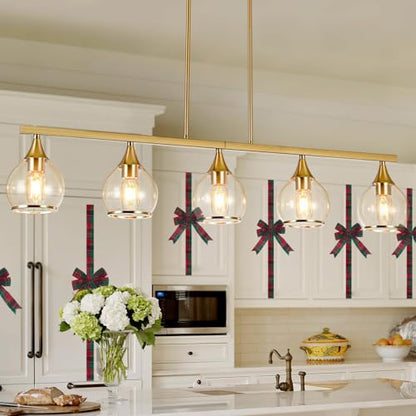 Christmas Cabinet Door Bows Set of 6 - Red Green Plaid Large Holiday Ribbons