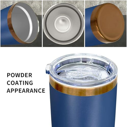 20 oz Insulated Stainless Steel Tumbler with Lid Navy - Durable Travel Mug