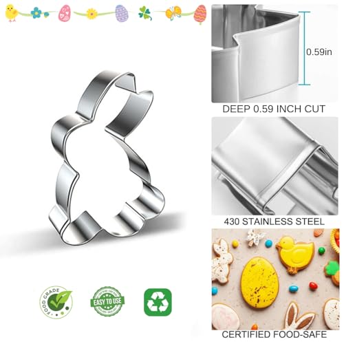 Easter Cookie Cutter Set of 10 Shapes for Baking & Crafts - Stainless Steel