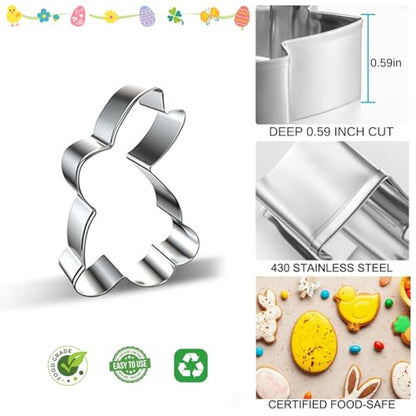 Easter Cookie Cutter Set of 10 Shapes for Baking & Crafts - Stainless Steel