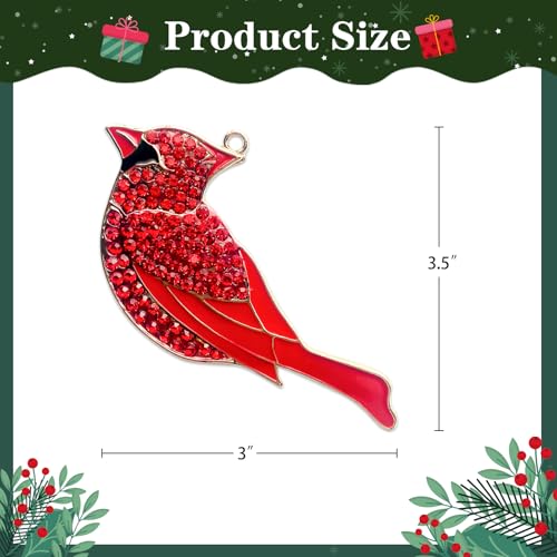 Red Cardinal Christmas Ornament - Metal Hanging Holiday Decoration for Tree, Wall, Fireplace, Gift Box Included