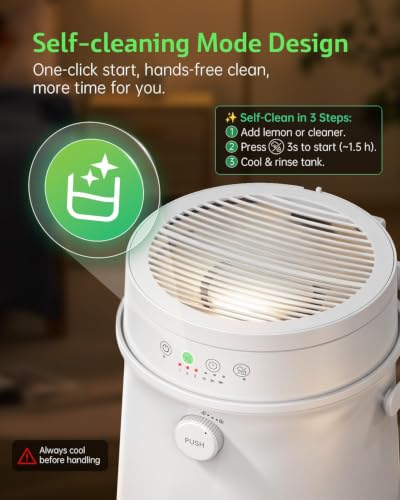 Small Stainless Steel Warm Mist Humidifier 4L with Self-Cleaning for Bedroom