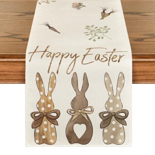 Easter Rabbit Table Runner 13 x 120 Inches Beige Spring Holiday Decor