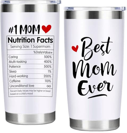 White 20oz Stainless Steel Insulated Coffee Mug Tumbler with Lid - Personalized Mother's Day Gift