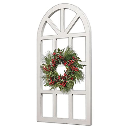 Farmhouse Window Frame Wall Decor, Distressed Wood Arch Panels 36 x 20