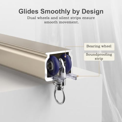 Heavy Duty Ceiling Curtain Track with Silent Rollers 15ft Champagne
