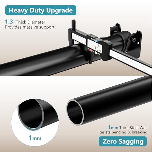 Heavy Duty Black Closet Rod - 17-84 Inch, Twist & Screw Mount, Rust-Resistant