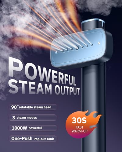 OGHom Steamer for Clothes, 110-240V Travel Steamer & Iron 2 in 1, 1000W Powerful Steam, Portable Handheld Garment Wrinkle Remover, 30s Fast Heat-Up with Dry& 2-Steam Control, for Global & Europe-Black