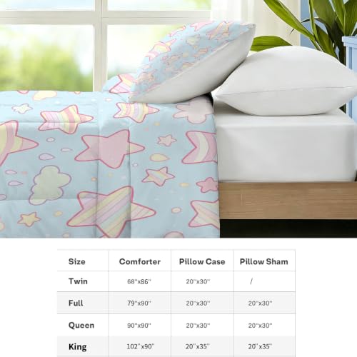 KXRY Star Cloud Comforter Set Twin Size Pastel Kawaii Bedding - Stars05