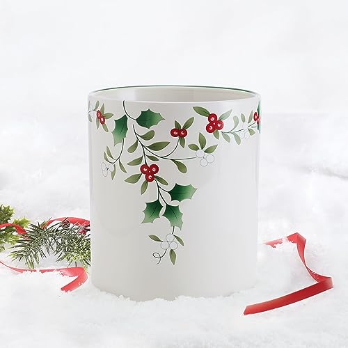 Pfaltzgraff Winterberry Kitchen Utensil Crock Holder - 6 Inch Holiday Decor
