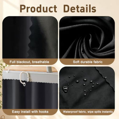 Bunk Bed Curtains 2 Pack Blackout Privacy Panels for Dorms & Loft Beds