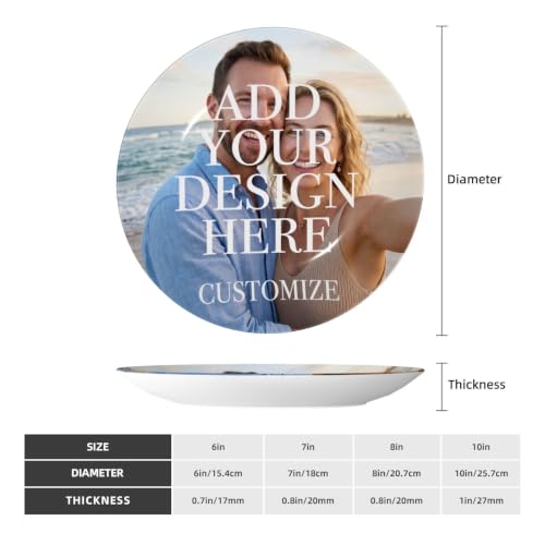 10 Inch Personalized Decorative Ceramic Plate with Stand - Custom Image & Text Birthday Gift