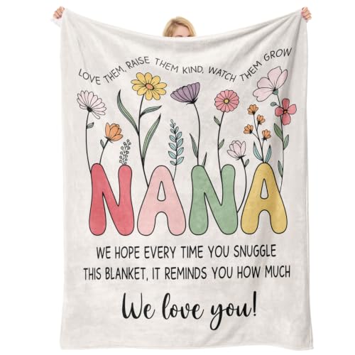 Nana Birthday Blanket - 50x60 Inch Warm Floral Throw for Grandma - Variation of Nana