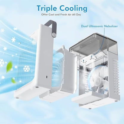 Portable Evaporative Air Cooler with 1000ml Tank Remote USB 4 Speeds 2 Mist Modes