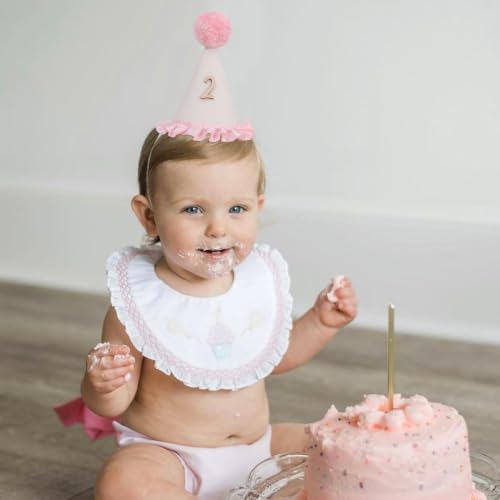 Pink Lace Half Birthday Hat for Girls - 1st & 2nd Celebration - Pink2 Variant