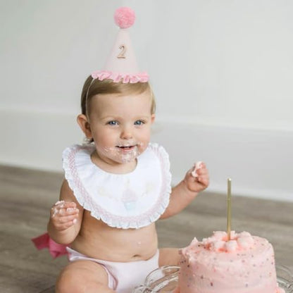 Pink Lace Half Birthday Hat for Girls - 1st & 2nd Celebration - Pink2 Variant