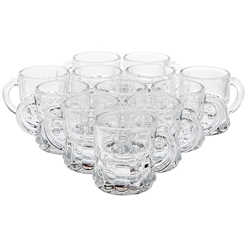 Mini Mug Shot Glasses with Handles - 1 Oz Clear Reusable Set - Wedding & Party Favors