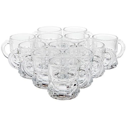 Mini Mug Shot Glasses with Handles - 1 Oz Clear Reusable Set - Wedding & Party Favors