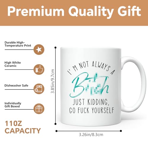 Funny Swear Word Mug - Hidden Secret Coffee Cup with Whit-Aqua Blue Variation