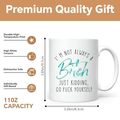 Funny Swear Word Mug - Hidden Secret Coffee Cup with Whit-Aqua Blue Variation