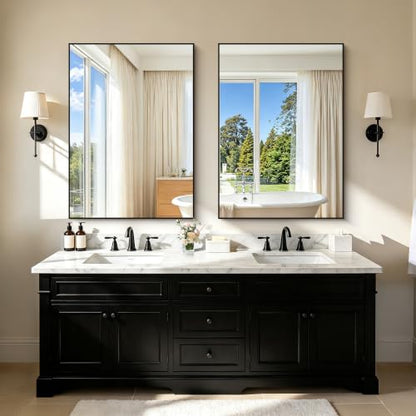 Black Bathroom Mirror 30x42 Rectangle Vanity Mirror for Over Sink - Variation: Black / 42"L x 30"W