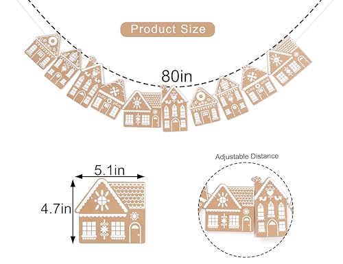 Christmas Gingerbread House Hanging Banner - Holiday Decor Garland