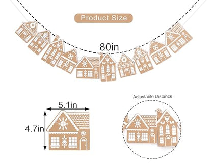 Christmas Gingerbread House Hanging Banner - Holiday Decor Garland