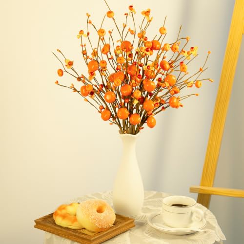 Fall Artificial Stems with Mini Pumpkins and Berries - 8 Pack, 17 Inch - Variation 8
