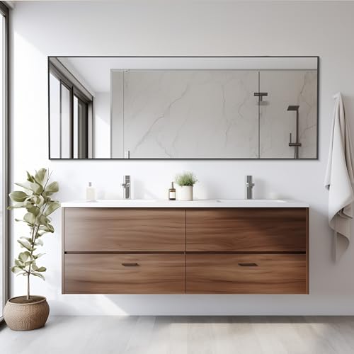InfiniPower 64"¡¿21" Hanging Mirror, Large Length for Home Wall Decor, Tall Aluminum Frame Mirror for Bedroom Decor, Black
