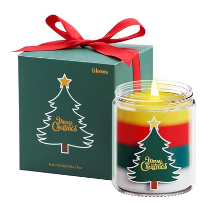 Christmas Candles - Christmas Gift for Women, Aromatherapy Scented Candle, Natural Soy Wax Vanilla 7oz - Christmas Vanilla