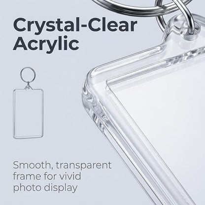 4Pcs Clear Plastic Photo Frame Keychains Rectangle Shapes for Photos