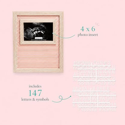 Pink Sonogram Letterboard Frame for Nursery - Personalized Pregnancy Keepsake - Variation of Pink Sonogram Letterboard