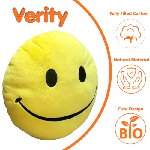 Yellow Smiley Face Pillow - Cute Plush Huggable Decor